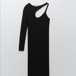 Black One Sleeved Cut Out Midi